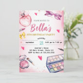 Glam Make-up Verjaardagsfeestje Blush Roze Spa Par Kaart (Staand voorkant)