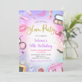 Glam Make-up Verjaardagsfeestje Blush Roze Spa Par Kaart (Staand voorkant)