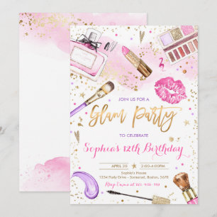 Glam Make-up Verjaardagsfeestje Blush Roze Spa Par Kaart