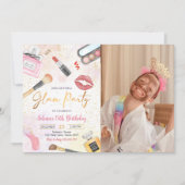 Glam Make-up Verjaardagsfeestje Spa Party Foto Kaart (Voorkant)
