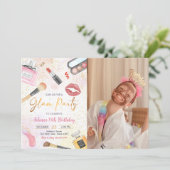 Glam Make-up Verjaardagsfeestje Spa Party Foto Kaart (Staand voorkant)