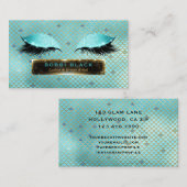 Glam Makeup Artist Eyelash Extensions Blauwgroen G Visitekaartje (Voorkant / Achterkant)