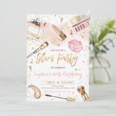 Glam Makeup Birthday Party Blush Pink Spa Party in Kaart (Staand voorkant)