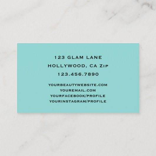 Glam Makeup Eyelash Extensions Blauwgroen zwart Visitekaartje (Achterkant)