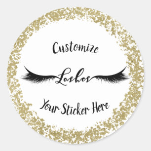 Glam Makeup Eyelashes met een gouden verf Ronde Sticker