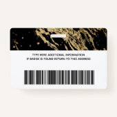 Glam Marble Black & Gold Corporate Employee Badge (Achterkant)