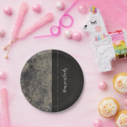 Glam Marble Granite Shimmer Elegant Designer Style Papieren Bordje (Feest)