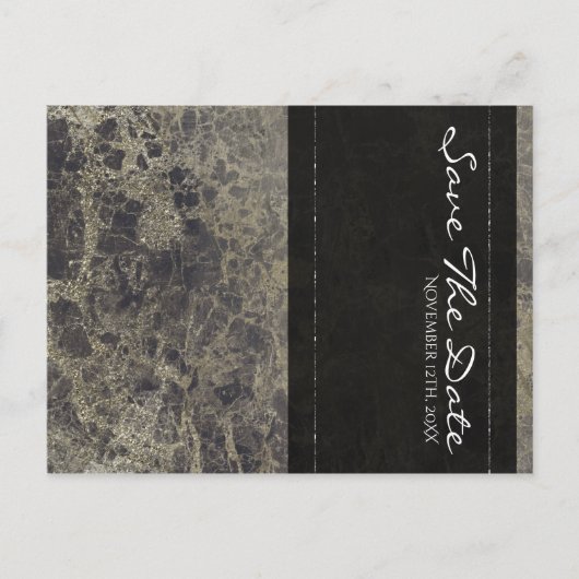 Glam Marble Granite Shimmer Elegant Save the Date Aankondigingskaart (Voorkant)