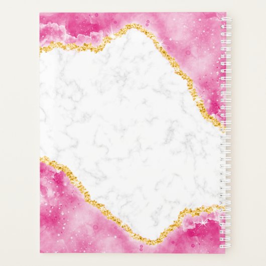 Glam Marble Pink Gold Glitter Planner (Achterkant)