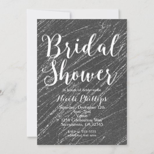 Glam Marble Stripe Vrijgezellenfeest, grijs en zil Kaart (Voorkant)