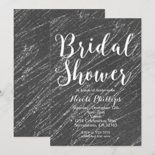 Glam Marble Stripe Vrijgezellenfeest, grijs en zil Kaart (Voorkant / Achterkant)