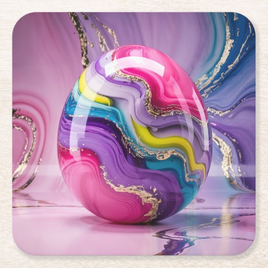 Glam Marble Swirls Gold Egg Onderzetter Set (Voorkant)