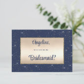 Glam marine blauw goud glitter confetti Bruidsmeis Kaart (Staand voorkant)