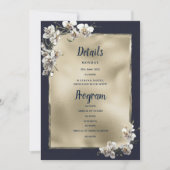 Glam marine blauw goud wit orchidee Details Progra Kaart (Voorkant)