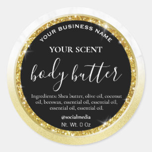 Glam Marmer Goud Glitter Zwart Body Butter Labels