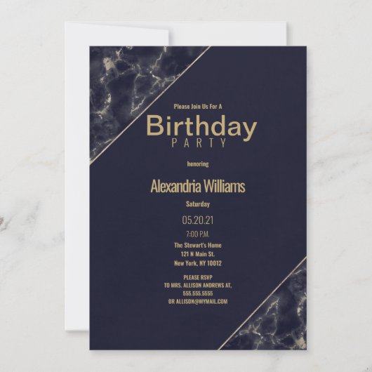 Glam marmer marthday kaart (Voorkant)