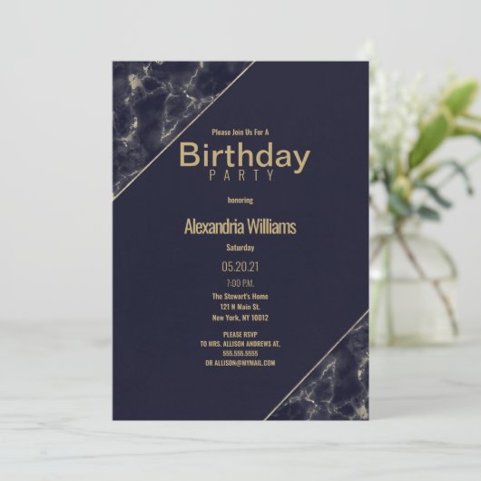 Glam marmer marthday kaart (Staand voorkant)