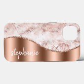 Glam Marmer Roze Goud Metaal Kleur Naam Case-Mate iPhone Case (Achterkant (horizontaal))