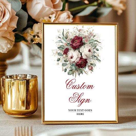 Glam Marsala Bloemendecor Eucalyptus Goud Aangepas Poster