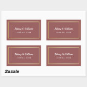 Glam Marsala en Gouden Bruiloft Waterfles Wrapper Rechthoekige Sticker (Vel)