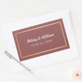 Glam Marsala en Gouden Bruiloft Waterfles Wrapper Rechthoekige Sticker (Envelop)