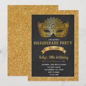 Glam masquerade party uitnodiging (Voorkant / Achterkant)
