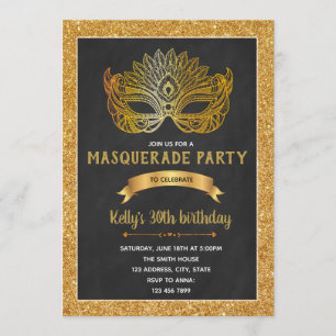 Glam masquerade party uitnodiging
