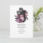 Glam Mauve Owls Gothic Engagement Party Kaart (Staand voorkant)