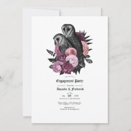  Glam Mauve Owls Gothic Engagement Party Kaart