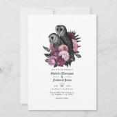 Glam Mauve Owls Gothic Wedding QR Code Kaart (Voorkant)