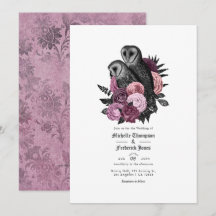  Glam Mauve Owls Gothic Wedding QR Code