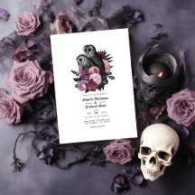  Glam Mauve Owls Gothic Wedding QR Code