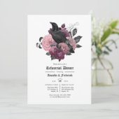 Glam Mauve Raven Gothic Rehearsal Dinner Kaart (Staand voorkant)