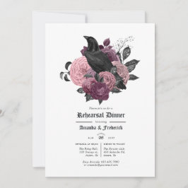  Glam Mauve Raven Gothic Rehearsal Dinner Kaart