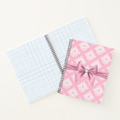 Glam Mauve Roze Bow Diamonds Wit Damast Notitieboek (Binnen)