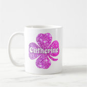 Glam meisjesachtig hete roze glitters vierbladige  koffiemok (Links)