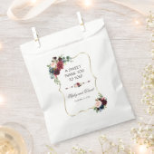 Glam Merlot Navy Blue Floral Wedding DANK JE Bedankzakje (Geknipt)