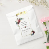 Glam Merlot Navy Blue Floral Wedding DANK JE Bedankzakje (Gezegeld)