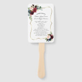 Glam Merlot Navy Blue Floral Wedding Programme Handwaaier (Voorkant)