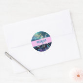 Glam Mermaid Aqua Gold Glitter Sparkles Monogram Ronde Sticker (Envelop)