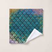 Glam Mermaid Fish Scales Blauwgroen Paars Gold Spa Bad Handdoek (Wasdoekje)
