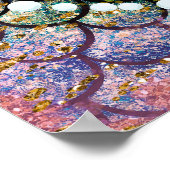 Glam Mermaid Fish Scales Blauwgroen Paars Gold Spa Poster (Hoek)