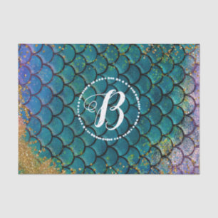 Glam Mermaid Fish Scales Blauwgroen Paars Gold Spa Tissuepapier