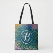 Glam Mermaid Fish Scales Blauwgroen Paars Gold Spa Tote Bag (Voorkant)