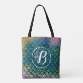Glam Mermaid Fish Scales Blauwgroen Paars Gold Spa Tote Bag (Achterkant)