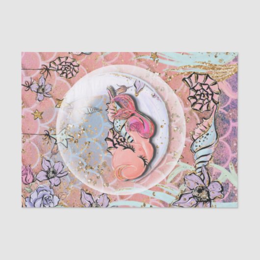 Glam Mermaid Girls Baby shower Birthday Party Tissuepapier (Voorkant)