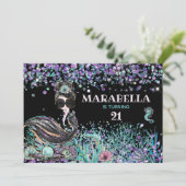 *~* Glam Mermaid Luxe 21 onder Zee Birthday Kaart (Staand voorkant)