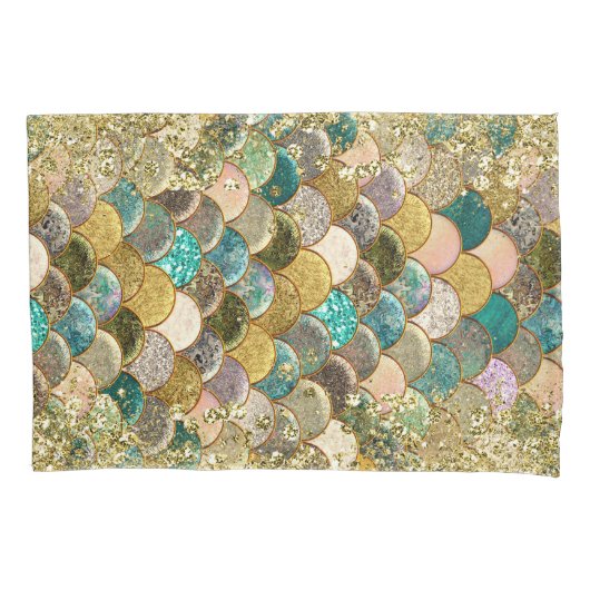Glam Mermaid Scales Glitter Sparkle Moderne Chic Kussensloop (Voorkant)