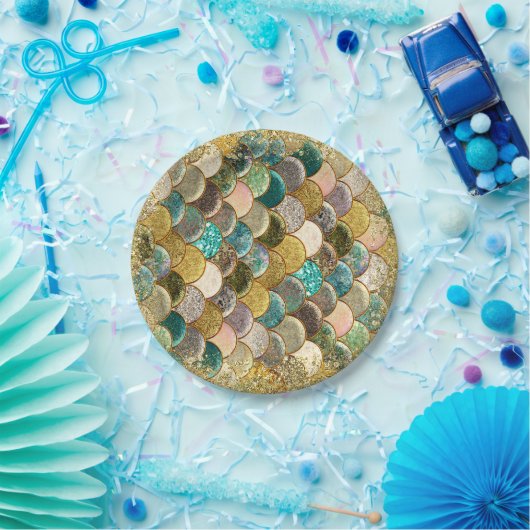 Glam Mermaid Scales Verjaardagsfeest Papieren Bordje (Feest)