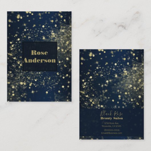 Glam met blauwe en gouden mest visitekaartje (Voorkant / Achterkant)